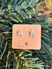 Misha Square Rhinestone Stud Earrings - Gold