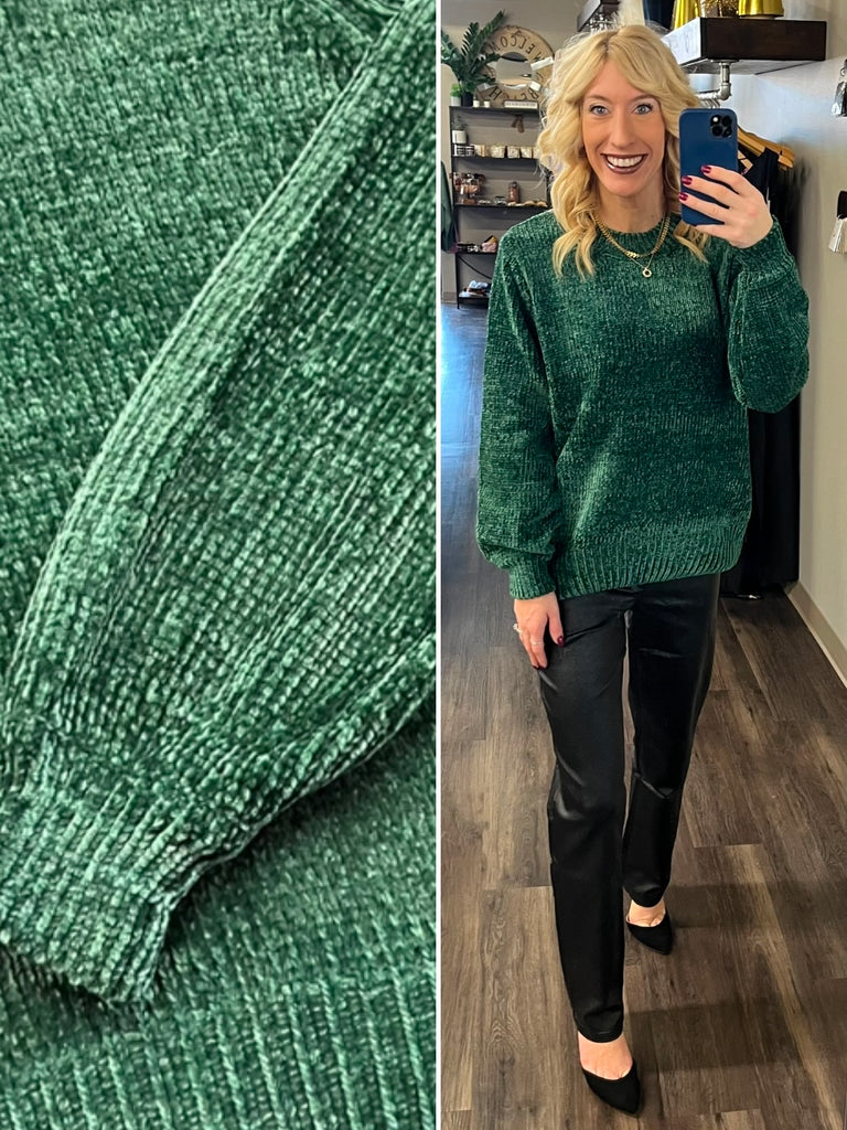 Trina So-Soft Chenille Sweater - Evergreen