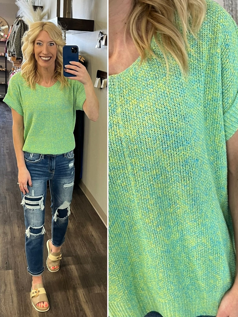 Lexie Dolman Sweater Top - Lime