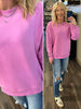 Riley Ribbed Accent Pullover - Pink