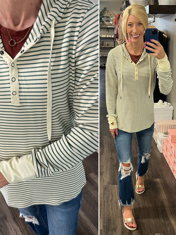 Mandy Blue Contrast Stripe Top