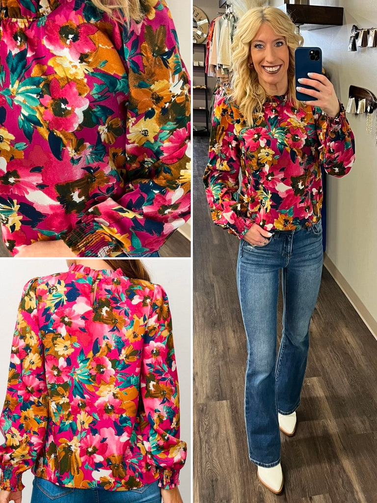 Lainey Magenta Floral Blouse