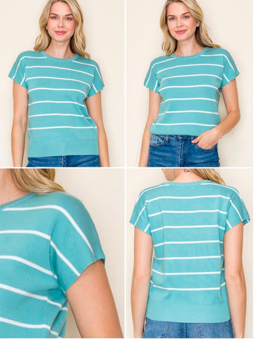 Selena Striped Short Sleeve Shirt