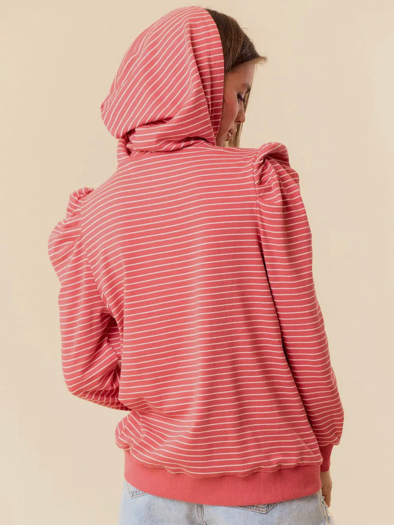 Kara Striped Puff Sleeve Hoodie