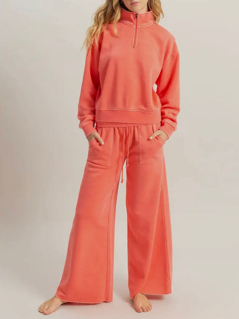 Teri So-Soft Tie Sweatpants - Coral