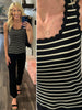 Mallory Striped Scalloped Edge Tank - Oatmeal/Black