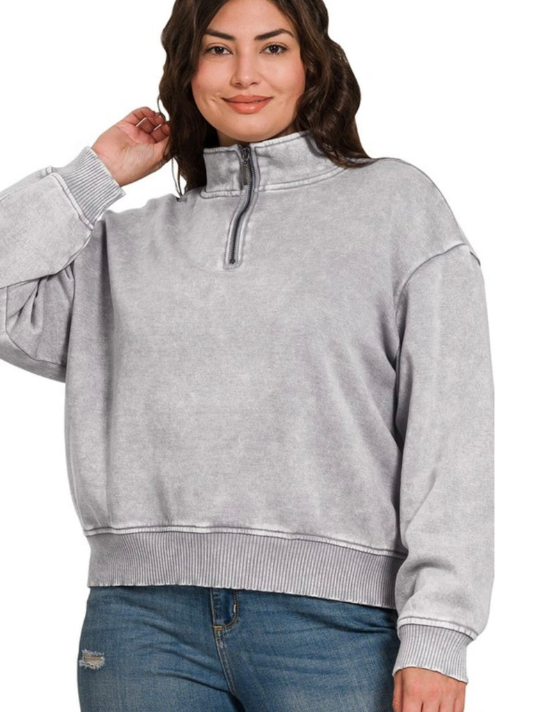 Meg 1/4 Zip - Sleet Gray