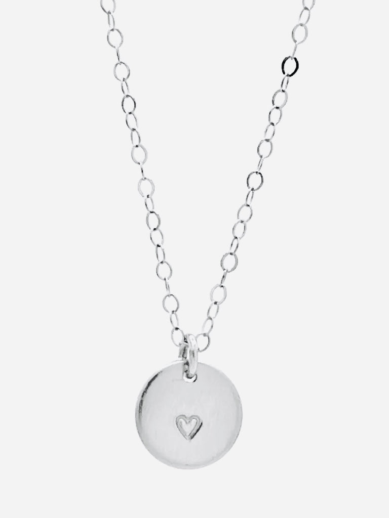 Linda Heart Disc Necklace - Silver