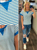 Mandy Blue Contrast Stripe Top