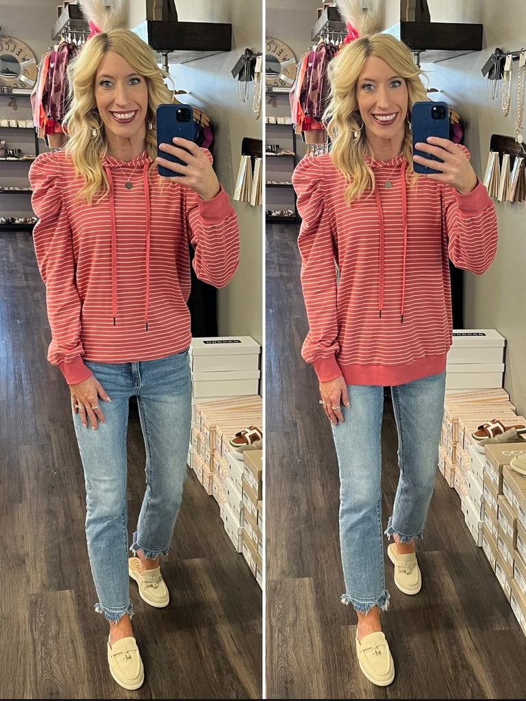 Kara Striped Puff Sleeve Hoodie