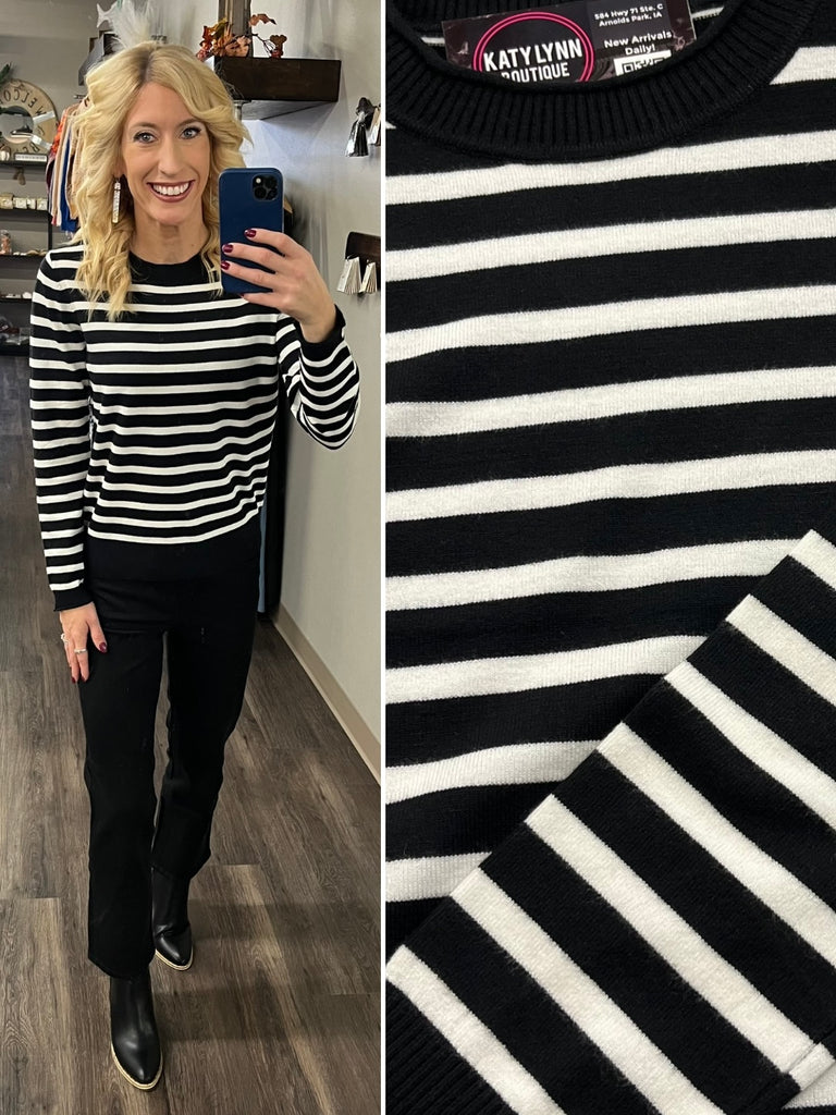 Peggy Striped Sweater - Black/Ivory